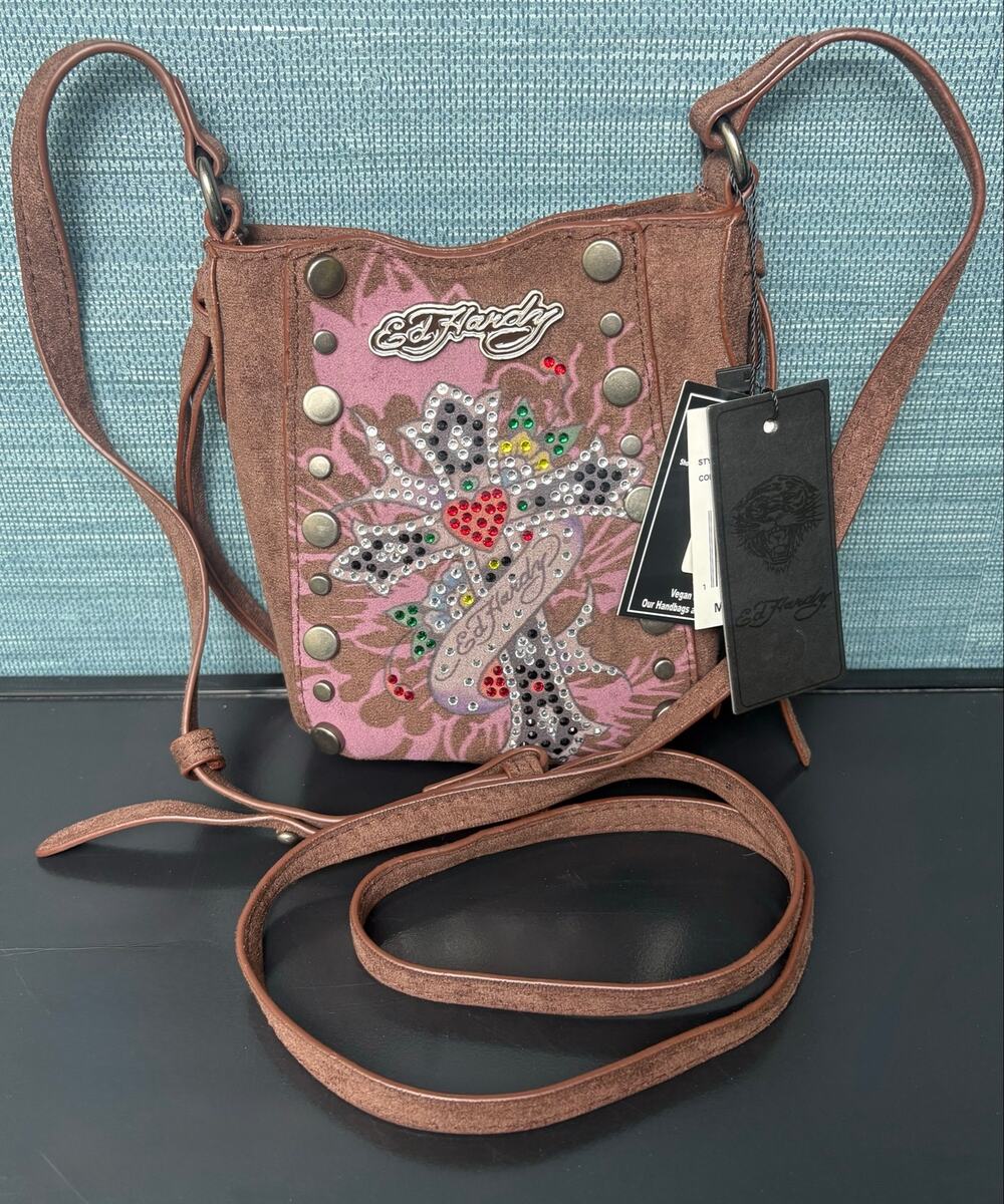 NWT - Stylish Ed Hardy Mini Brown Crossbody Bag